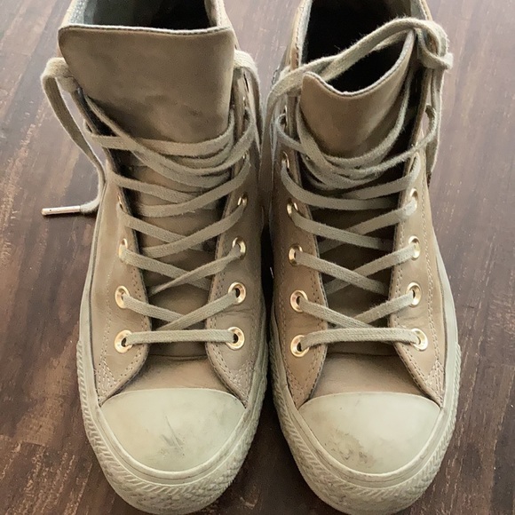 Converse All Star Leather Army Green Size Men’s 6 Women’s 8 - Picture 5 of 9